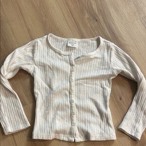 abercrombie kids Cream Ribbed Button-Front Long Sleeve Top